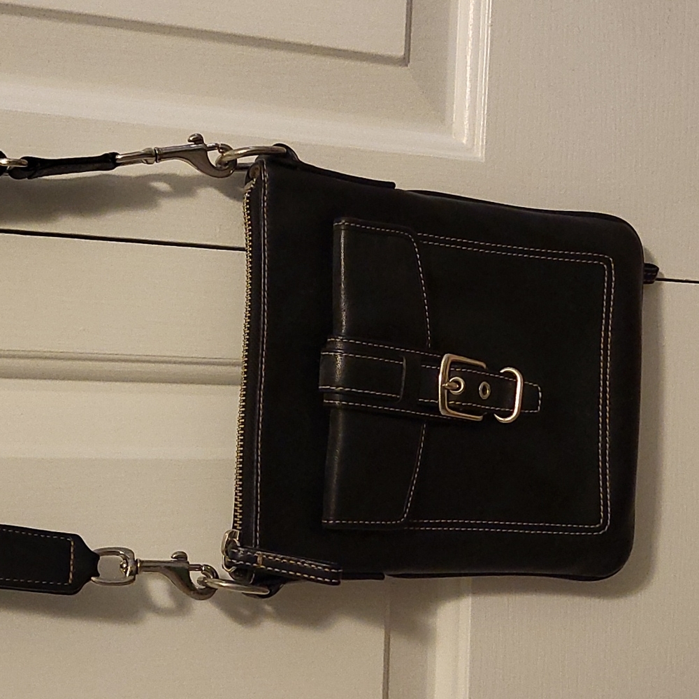 Coach Signature Black Leather Crossbody Bag